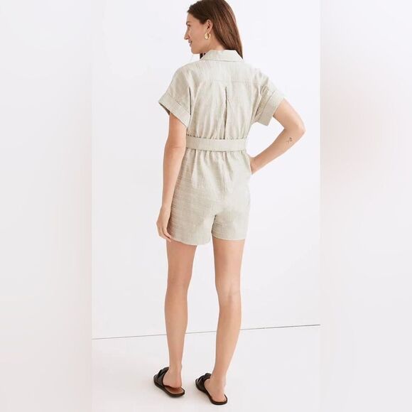 NWT Madewell Seersucker Camp romper. Large - Picture 2 of 5